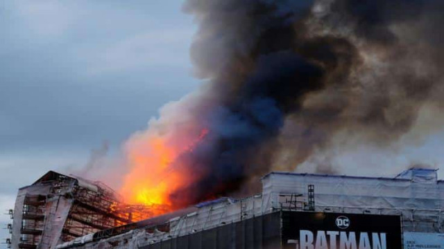Copenhagen Stock Exchange Building on Fire